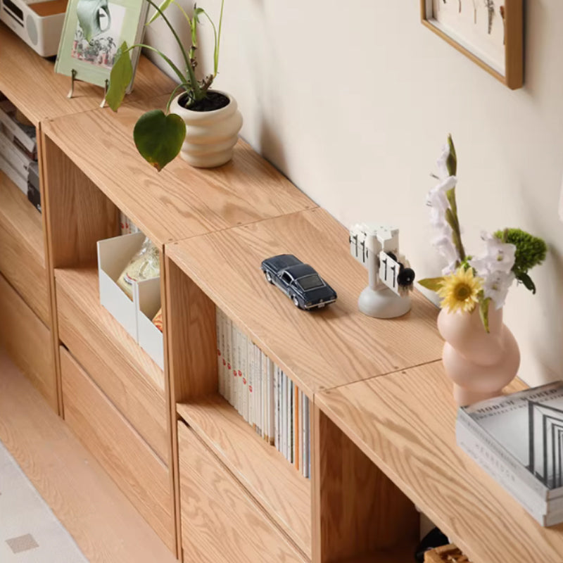 Oakley 66cm FAS-Graded Solid American Oak Wood Floor-standing Modular Storage Cabinet Chest Set/Bookcase for Home