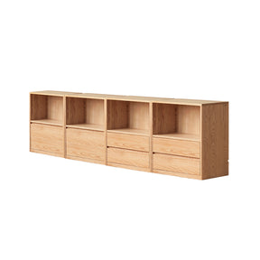 Oakley 66cm FAS-Graded Solid American Oak Wood Floor-standing Modular Storage Cabinet Chest Set/Bookcase for Home