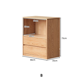 Oakley 66cm FAS-Graded Solid American Oak Wood Floor-standing Modular Storage Cabinet Chest Set/Bookcase for Home