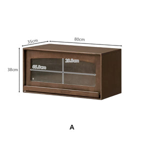 Wallace Rubberwood Floor-standing Modular Storage Cabinet Chest Set for Home Walnut Color