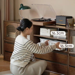 Wallace Rubberwood Floor-standing Modular Storage Cabinet Chest Set for Home Walnut Color