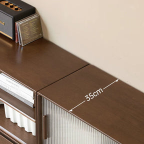 Wallace Rubberwood Floor-standing Modular Storage Cabinet Chest Set for Home Walnut Color