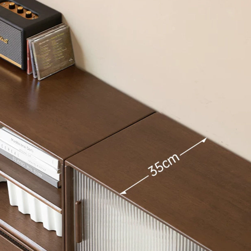 Wallace Rubberwood Floor-standing Modular Storage Cabinet Chest Set for Home Walnut Color