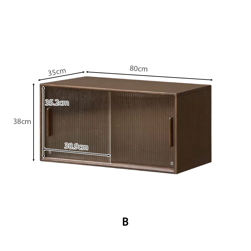 Wallace Rubberwood Floor-standing Modular Storage Cabinet Chest Set for Home Walnut Color