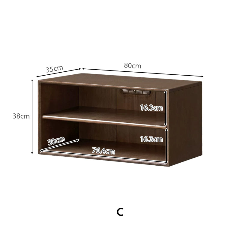 Wallace Rubberwood Floor-standing Modular Storage Cabinet Chest Set for Home Walnut Color