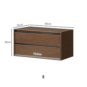 Wallace Rubberwood Floor-standing Modular Storage Cabinet Chest Set for Home Walnut Color