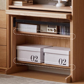 Martha FAS-Graded Solid American Oak Wood Bookshelf and Study Desk Storage Cabinet