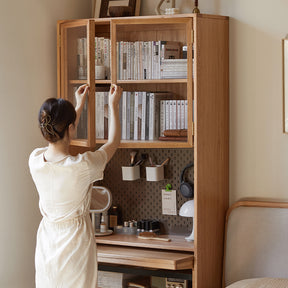 Martha FAS-Graded Solid American Oak Wood Bookshelf and Study Desk Storage Cabinet