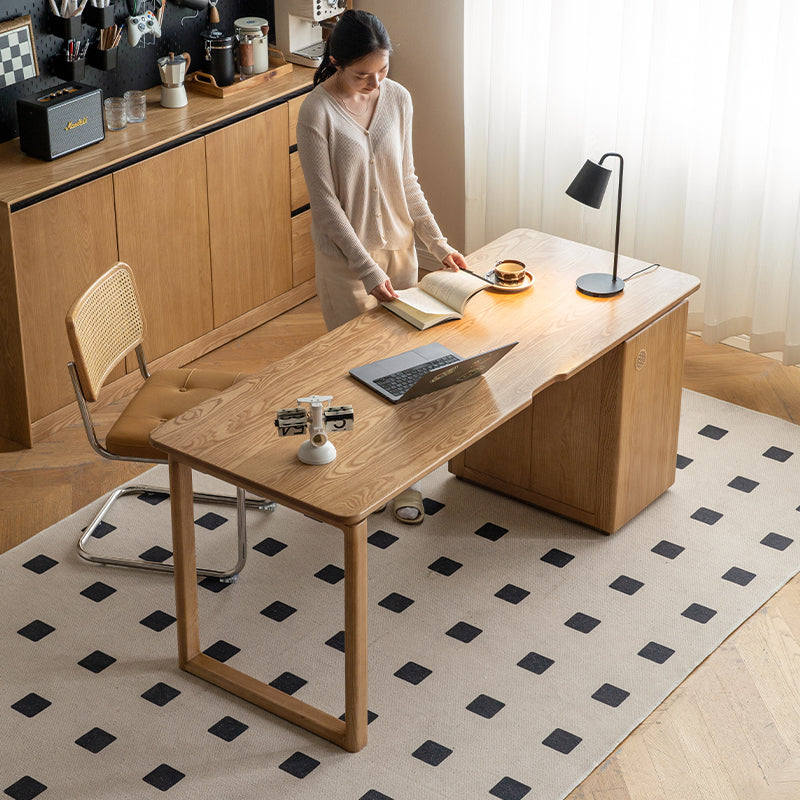 Maddie FAS-Graded Solid Ash Wood Study Desk and Movable Side Cabinet Multiple Sizes