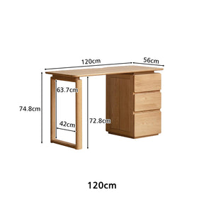 Yvonne 1.2m/1.4m FAS-Graded Solid Oak Wood Desk/Table With Drawer Multiple Color