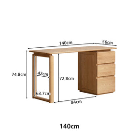 Yvonne 1.2m/1.4m FAS-Graded Solid Oak Wood Desk/Table With Drawer Multiple Color