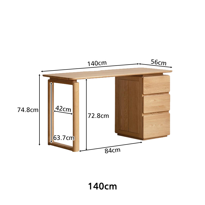 Yvonne 1.2m/1.4m FAS-Graded Solid Oak Wood Desk/Table With Drawer Multiple Color