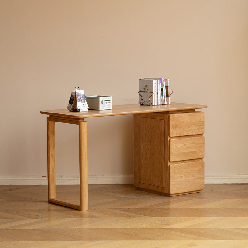 Yvonne 1.2m/1.4m FAS-Graded Solid Oak Wood Desk/Table With Drawer Multiple Color