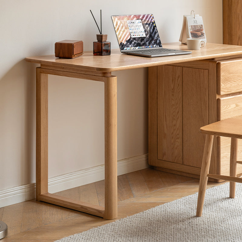 Yvonne 1.2m/1.4m FAS-Graded Solid Oak Wood Desk/Table With Drawer Multiple Color