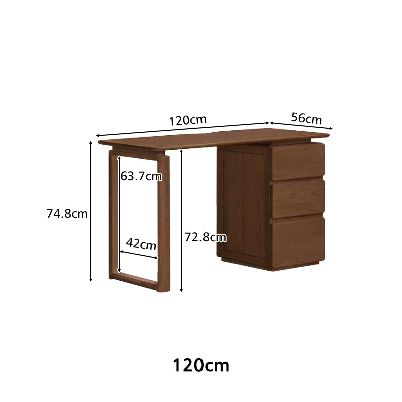Yvonne 1.2m/1.4m FAS-Graded Solid Oak Wood Desk/Table With Drawer Multiple Color
