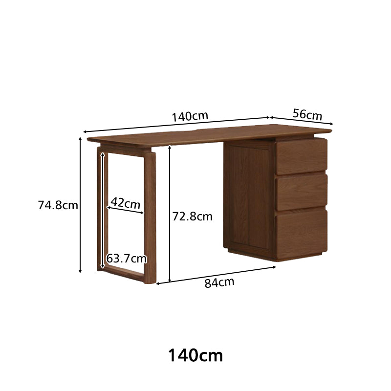 Yvonne 1.2m/1.4m FAS-Graded Solid Oak Wood Desk/Table With Drawer Multiple Color