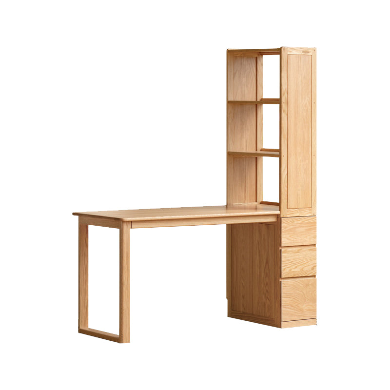 Felix FAS-Graded Solid American Oak Wood Study Desk with Bookcase 1.31m/1.51m