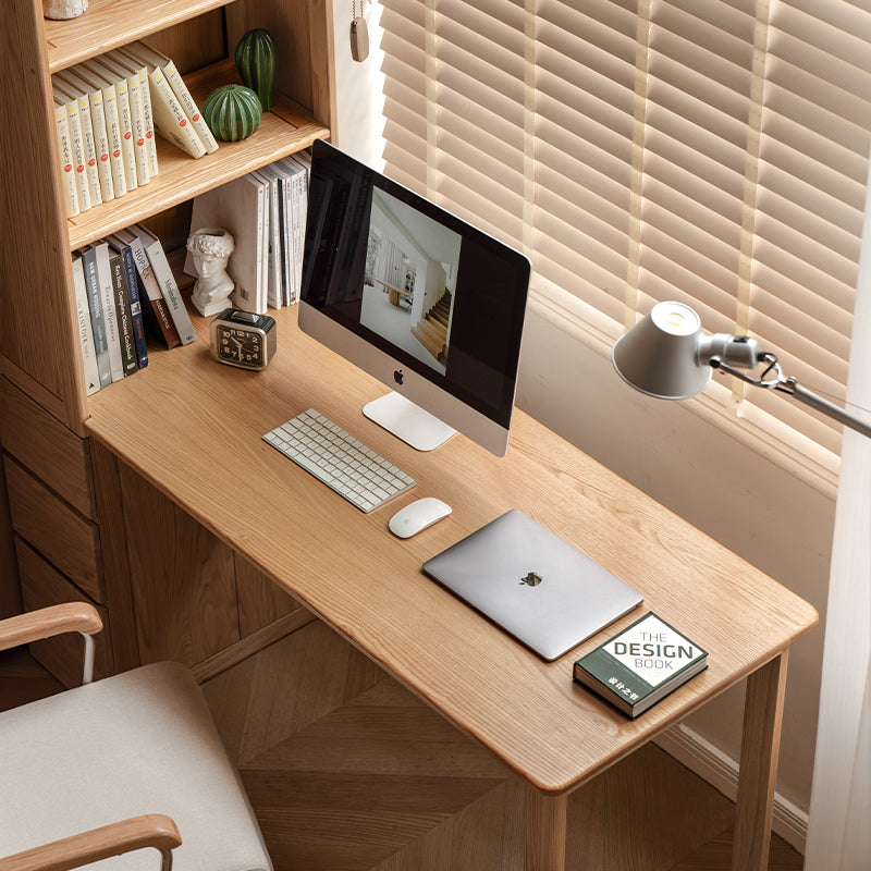 Felix FAS-Graded Solid American Oak Wood Study Desk with Bookcase 1.31m/1.51m