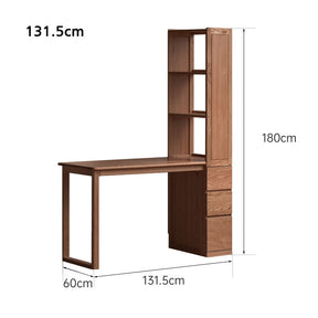 Felix FAS-Graded Solid American Oak Wood Study Desk with Bookcase 1.31m/1.51m