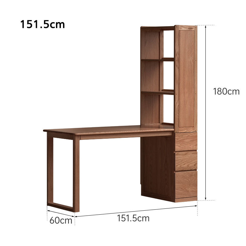 Felix FAS-Graded Solid American Oak Wood Study Desk with Bookcase 1.31m/1.51m