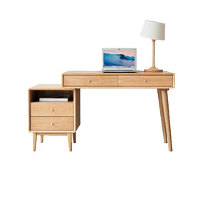 Beatrix 104cm/124cm FAS-Graded Solid Oak Wood Adjustable Study Desk/Table With Drawer