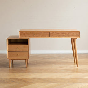 Beatrix 104cm/124cm FAS-Graded Solid Oak Wood Adjustable Study Desk/Table With Drawer