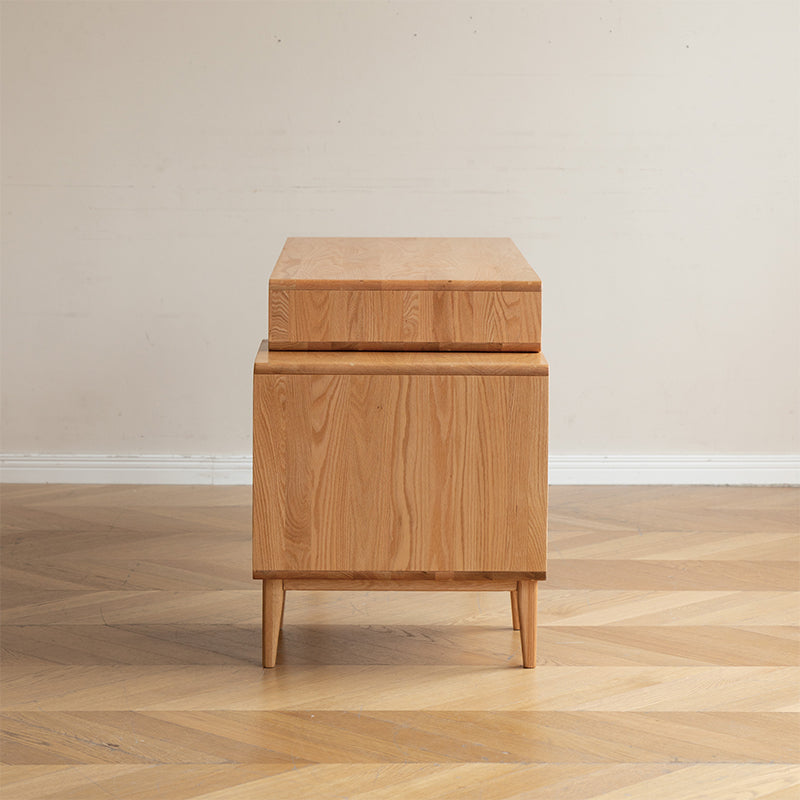 Beatrix 104cm/124cm FAS-Graded Solid Oak Wood Adjustable Study Desk/Table With Drawer