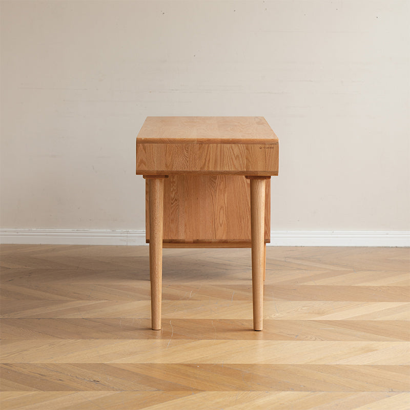 Beatrix 104cm/124cm FAS-Graded Solid Oak Wood Adjustable Study Desk/Table With Drawer