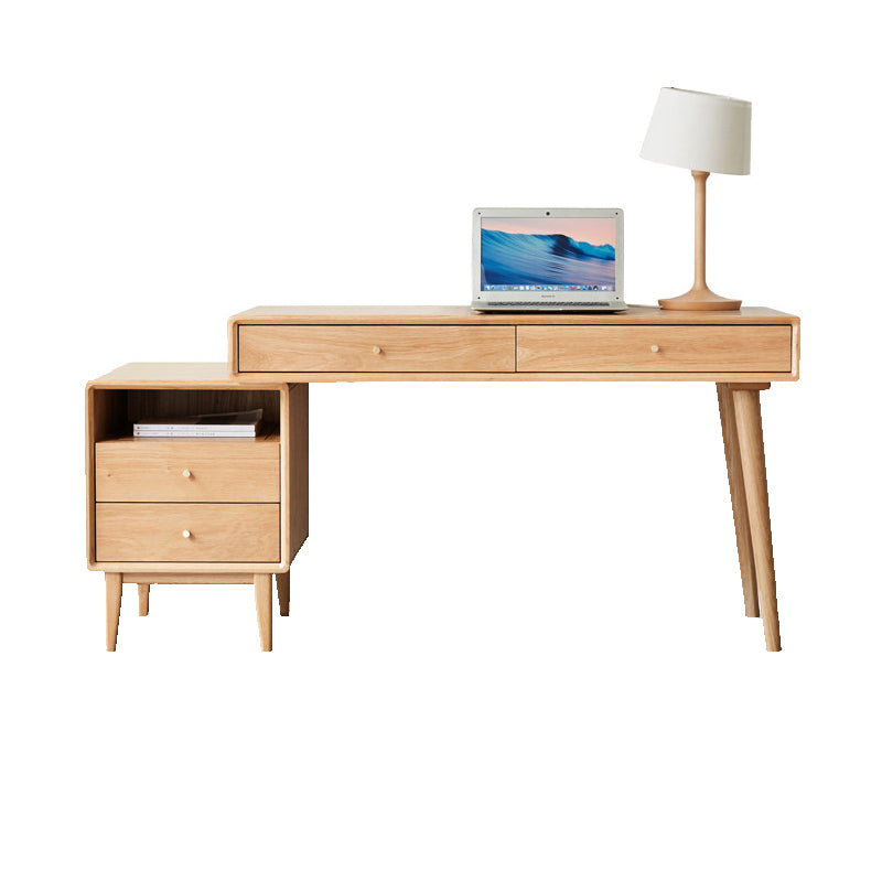 Beatrix 104cm/124cm FAS-Graded Solid Oak Wood Adjustable Study Desk/Table With Drawer