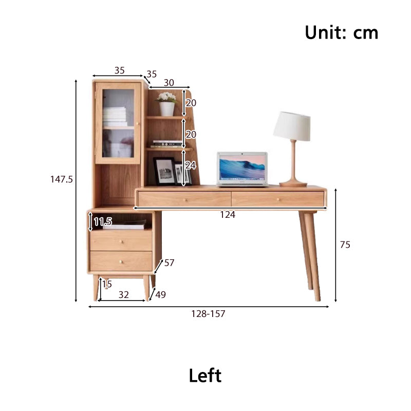 Beatrix Single Adjustable Office Desk/Computer Table With Drawer/Bookcase