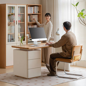 Brent 1.2m/1.4m/1.6m FAS-Graded Solid American Oak Wood/Liriodendron Wood Single Office Desk/Computer Table With Drawer