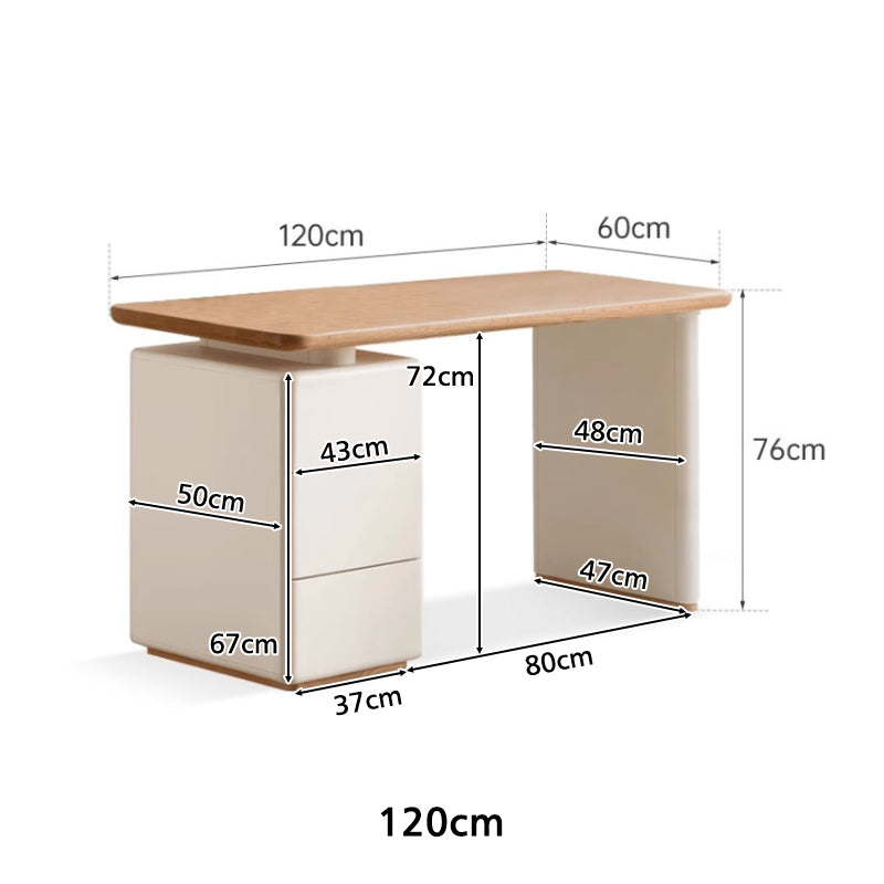 Brent 1.2m/1.4m/1.6m FAS-Graded Solid American Oak Wood/Liriodendron Wood Single Office Desk/Computer Table With Drawer