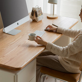Brent 1.2m/1.4m/1.6m FAS-Graded Solid American Oak Wood/Liriodendron Wood Single Office Desk/Computer Table With Drawer