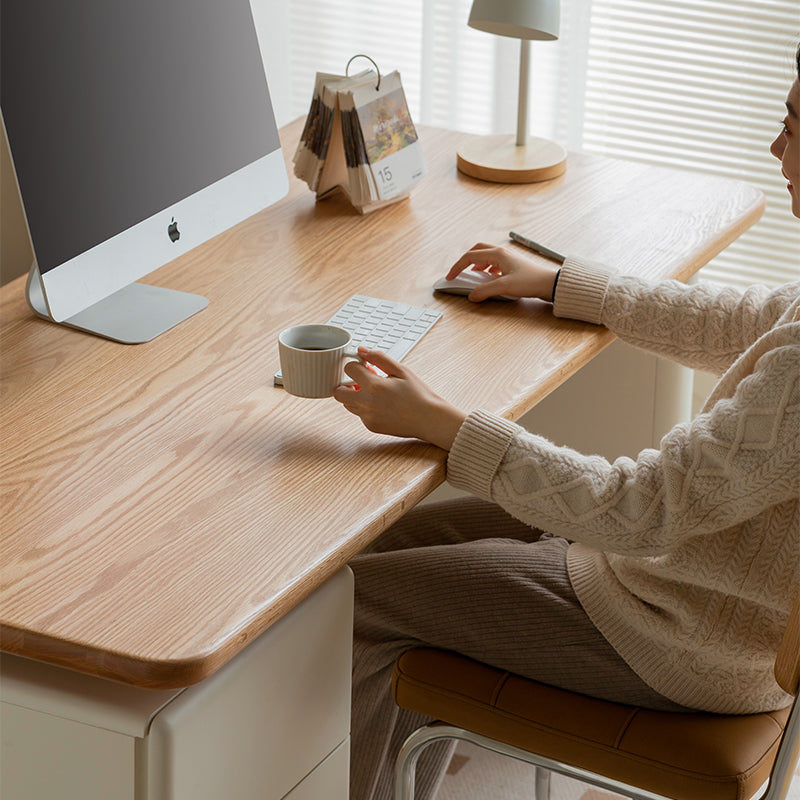 Brent 1.2m/1.4m/1.6m FAS-Graded Solid American Oak Wood/Liriodendron Wood Single Office Desk/Computer Table With Drawer