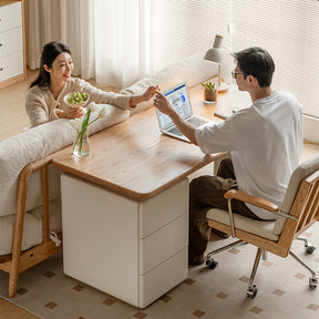 Brent 1.2m/1.4m/1.6m FAS-Graded Solid American Oak Wood/Liriodendron Wood Single Office Desk/Computer Table With Drawer