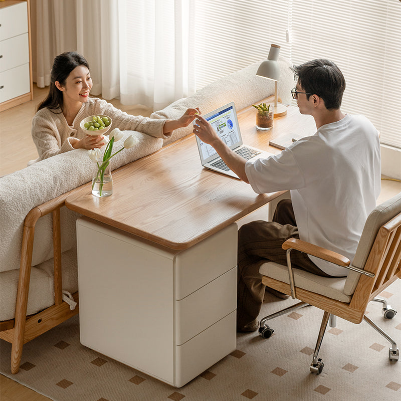 Brent 1.2m/1.4m/1.6m FAS-Graded Solid American Oak Wood/Liriodendron Wood Single Office Desk/Computer Table With Drawer