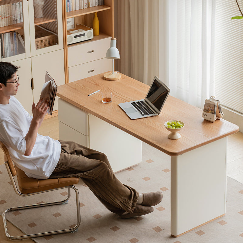 Brent 1.2m/1.4m/1.6m FAS-Graded Solid American Oak Wood/Liriodendron Wood Single Office Desk/Computer Table With Drawer