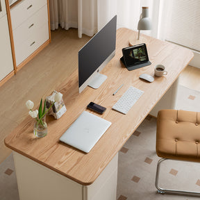 Brent 1.2m/1.4m/1.6m FAS-Graded Solid American Oak Wood/Liriodendron Wood Single Office Desk/Computer Table With Drawer