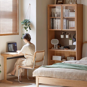 Bridget FAS-Graded Solid Cherry Wood Bookshelf and Study Desk Storage Cabinet