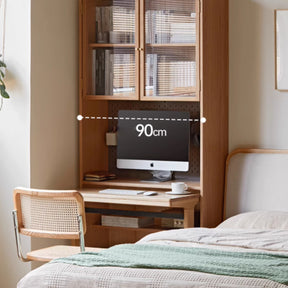 Bridget FAS-Graded Solid Cherry Wood Bookshelf and Study Desk Storage Cabinet