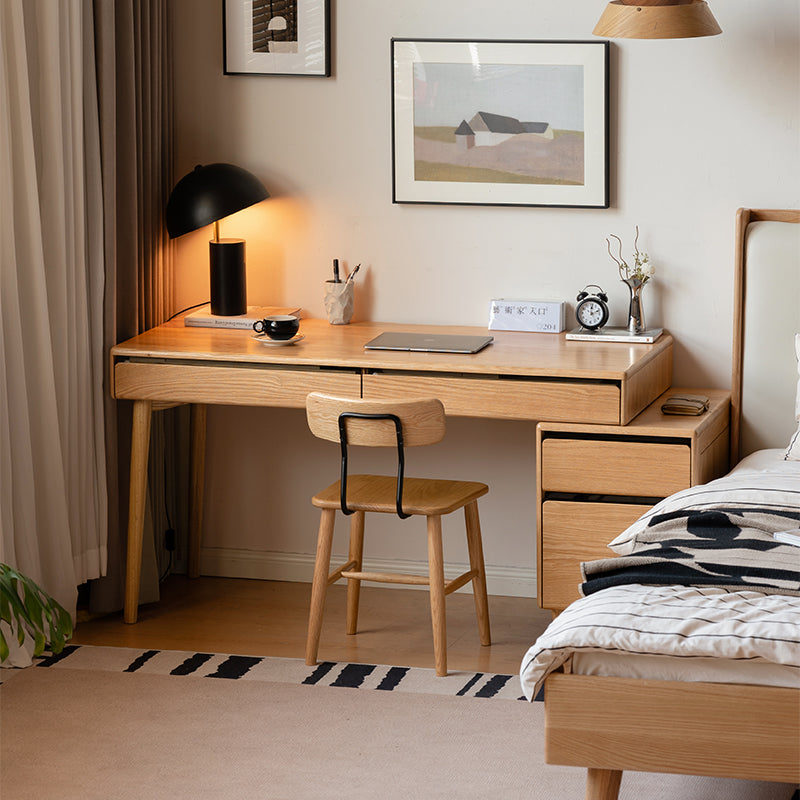 Bronson 121cm/141cm FAS-Graded Solid Oak Wood Adjustable Study Desk/Table With Drawer