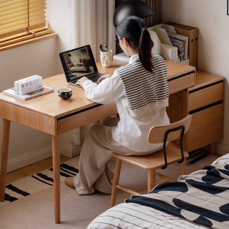 Bronson 121cm/141cm FAS-Graded Solid Oak Wood Adjustable Study Desk/Table With Drawer