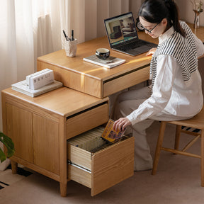 Bronson 121cm/141cm FAS-Graded Solid Oak Wood Adjustable Study Desk/Table With Drawer