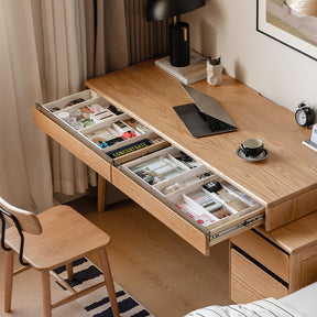 Bronson 121cm/141cm FAS-Graded Solid Oak Wood Adjustable Study Desk/Table With Drawer