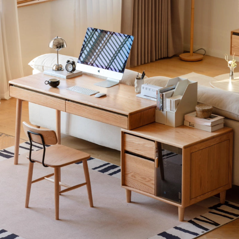 Bronson 121cm/141cm FAS-Graded Solid Oak Wood Adjustable Study Desk/Table With Drawer