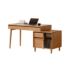 Bronson 121cm/141cm FAS-Graded Solid Oak Wood Adjustable Study Desk/Table With Drawer