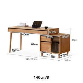 Bronson 121cm/141cm FAS-Graded Solid Oak Wood Adjustable Study Desk/Table With Drawer