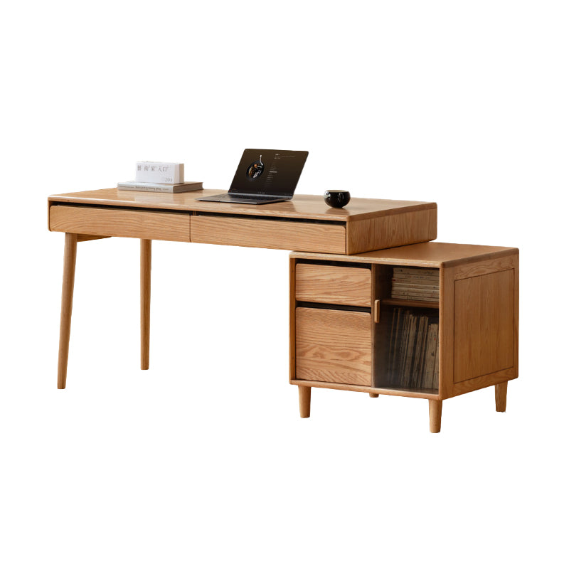 Bronson 121cm/141cm FAS-Graded Solid Oak Wood Adjustable Study Desk/Table With Drawer