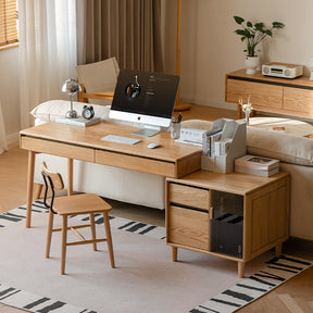 Bronson 121cm/141cm FAS-Graded Solid Oak Wood Adjustable Study Desk/Table With Drawer