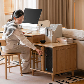 Bronson 121cm/141cm FAS-Graded Solid Oak Wood Adjustable Study Desk/Table With Drawer